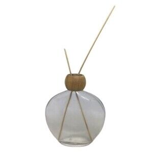 Partylite Smokey Glass Diffuser Wood Ring Reed Thin Oval Shape Oil Vintage